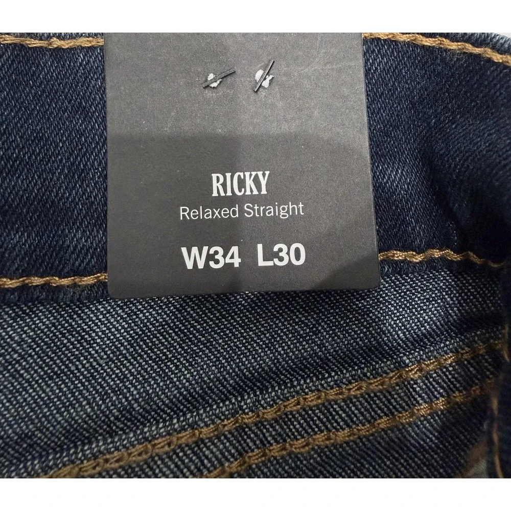 True Religion Mens Ricky Big T Flap Straight Dark Sultry Wash Size 34X30 NWT